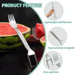 ✨2025 Dual-Head Watermelon Fork Slicer – 2-in-1 Stainless Steel Cutter & Fork for Easy, Fun Melon Serving - Image 2