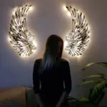 1 PAIR ANGEL WINGS METAL WALL ART WITH LED LIGHTS - Image 2