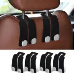 Leather Car Headrest Hook – Double Rotatable Seat Back Organizer