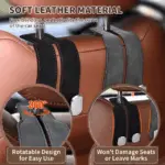 Leather Car Headrest Hook – Double Rotatable Seat Back Organizer - Image 5